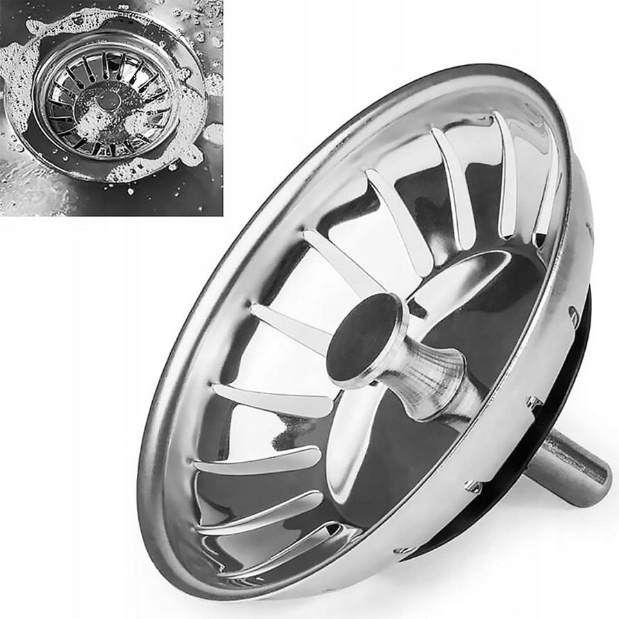 Sitko do zlewozmywaka zlewu korek syfon srebrny automatyczny metalowy koszyczek odpływowy 81 mm filtr kuchenny