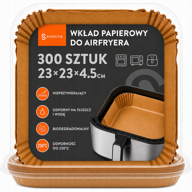 300 x wkład AIR fryer wkłady papierowe do frytownicy beztłuszczowej 23 x 23 papier do pieczenia 23 cm /Wzór 300 szt.