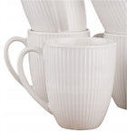 6X kubek porcelanowy ryflowany 330ml komplet kubków prążek do kawy herbaty biały, można myć w zmywarce