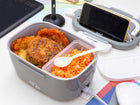Elektryczny lunch BOX termos obiadowy śniadanówka kamille 1,5 L pojemnik na żywność do pracy i szkoły, biało-szary