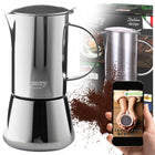 Kawiarka zaparzacz do kawy espresso Działa na Indukcja Gaz Stalowa 500ml moka pot, 10 filiżanek, srebrna, można myć w