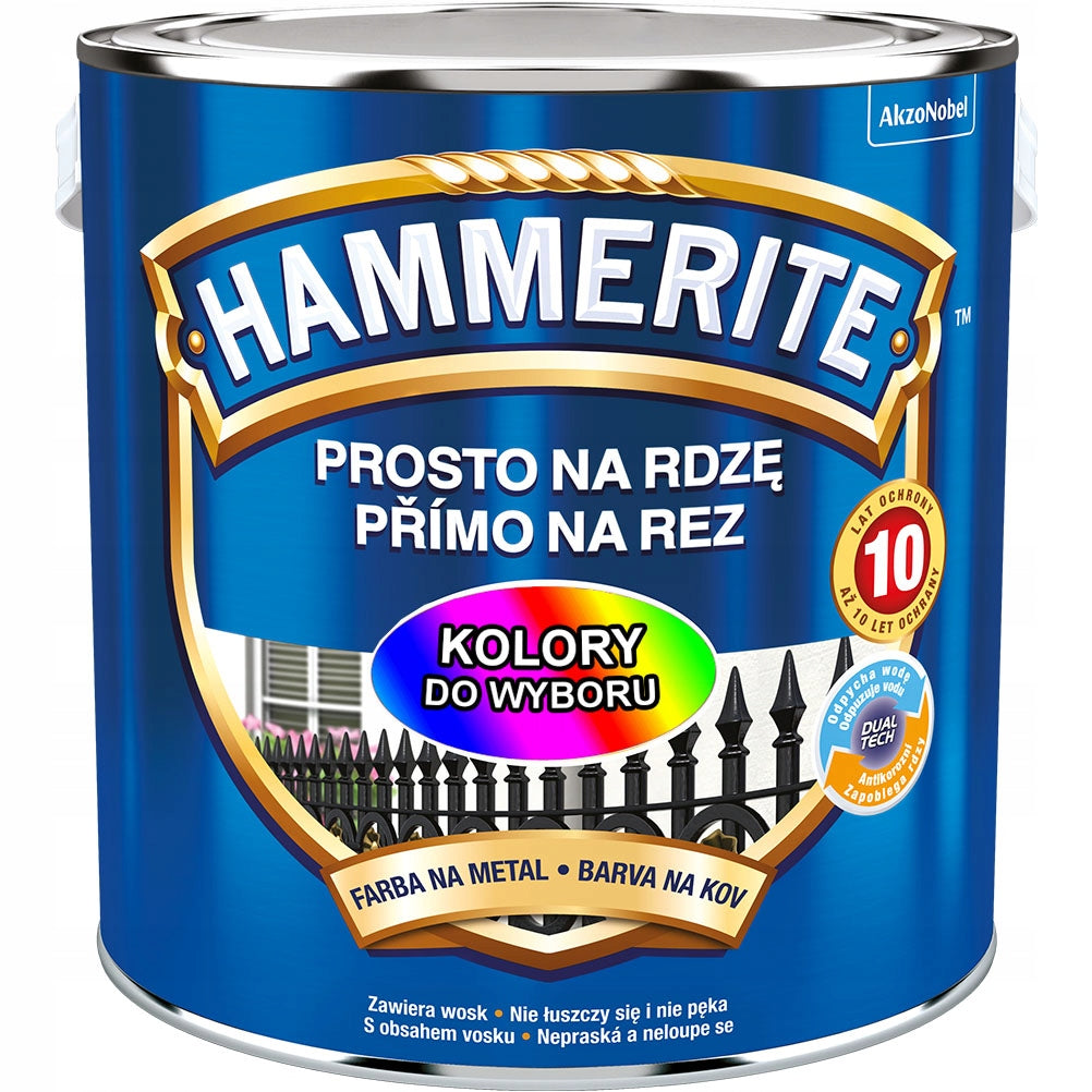 Hammerite Farba do metalu bezpośrednio na rdzę 0,7l wszystkie kolory antykorozyjna akrylowa do mebli