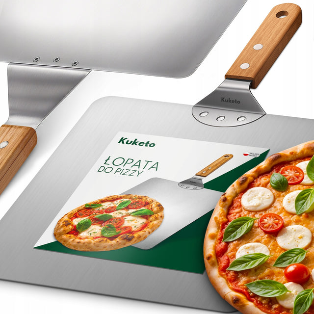 Łopata do pizzy szufla taca stal nierdzewna inox kwadratowa profesjonalna blacha wypiekowa, metalowa, szerokość 30 cm, długość 49 cm