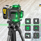 Poziomica Laserowa 4D 16 linii Zielona Laser 360° 2x Baterie Statyw Pilot Niwelator samopoziomujący do remontu i prac