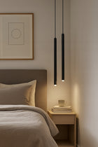 Lampa wisząca sufitowa Laser Sopel Tuba 853-EZ2 Czarna G9 2-Punktowa LED żyrandol metalowy do salonu, jadalni lub kuchni