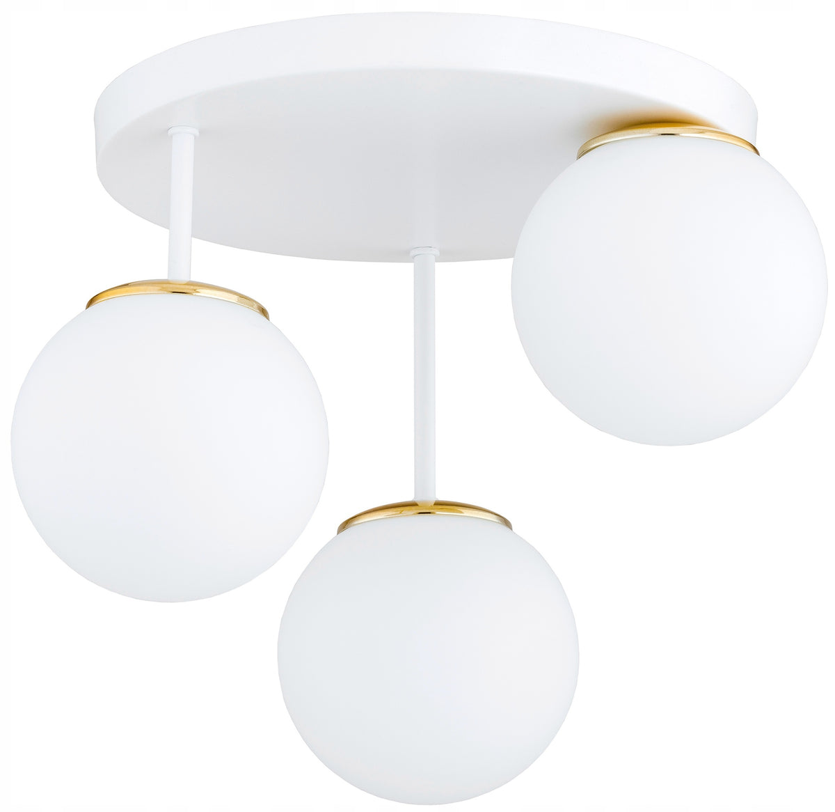 Lampa Wisząca Sufitowa Żyrandol Biała Szklane Kule LED E27 oświetlenie do salonu jadalni, 3-punktowe, max 60 w na źródło