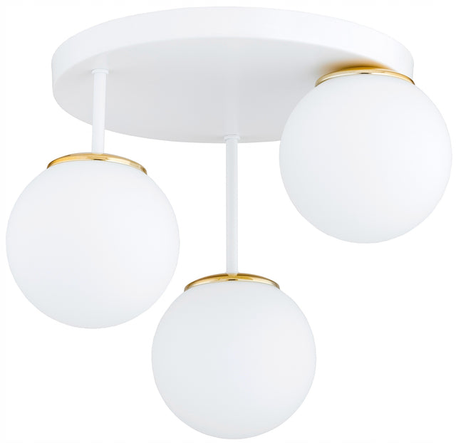 Lampa Wisząca Sufitowa Żyrandol Biała Szklane Kule LED E27 oświetlenie do salonu jadalni, 3-punktowe, max 60 w na źródło
