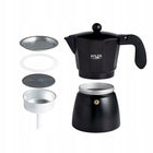 Kawiarka Zaparzacz do Kawy Adler AD 4421 - Intensywne Espresso w 320ml aluminiowa, 6 filiżanek, czarna, można myć w