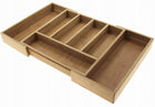 Wkład szuflady bambusowy organizer Sztućce 1218 pojemnik na noże, widelce i łyżki, 7 przegródek, biały, 43 × 31,5 cm