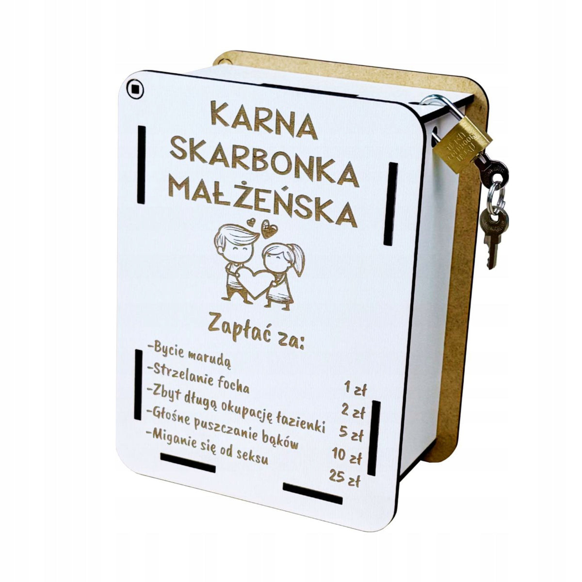 Skarbonka Małżeńska Karna Prezent na Rocznicę Ślubu Wesele Upominek Grawer na wspólne oszczędzanie, ozdoba do domu dla