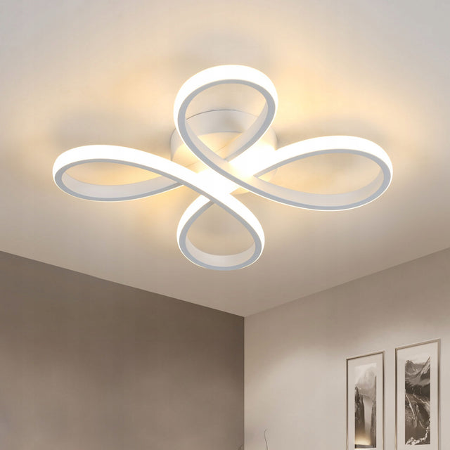 Lampa Sufitowa Wisząca LED Żyrandol Biały Nowoczesny 30W 3000K 30cm oprawa aluminiowa do salonu i jadalni, ciepłe światło, zintegrowane źródło