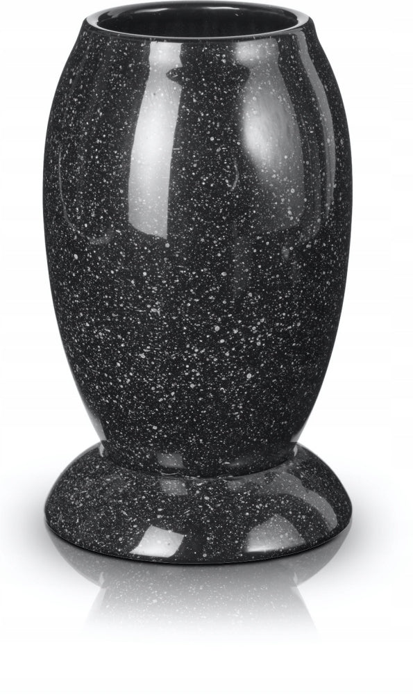 Wazon ceramiczny cmentarny nagrobny ciężki czarny na grób, do kwiatów, na pomnik, wysokość 22 cm