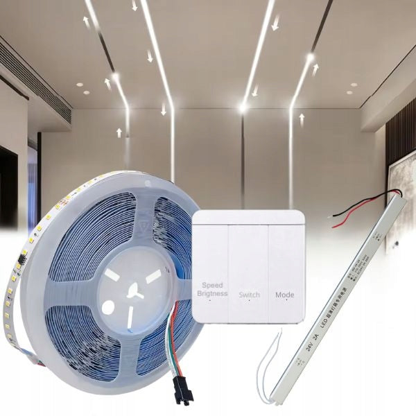 Zestaw 10 metrów magiczna taśma 126Led/m płynąca dioda WS2811 IC 24V IP20 oświetlenie dekoracyjne, zimna biel, do