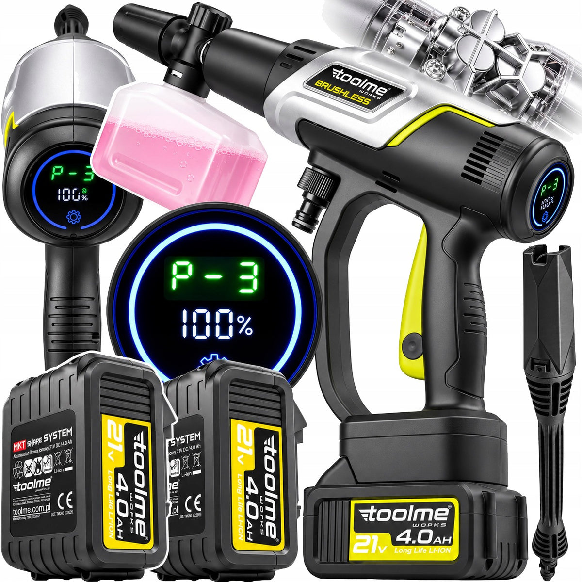 Myjka Ciśnieniowa Akumulatorowa elektryczna ALUMINIOWA pompa toolme TM280 do czyszczenia, 42 bar, wąż 5 m, moc 420 W