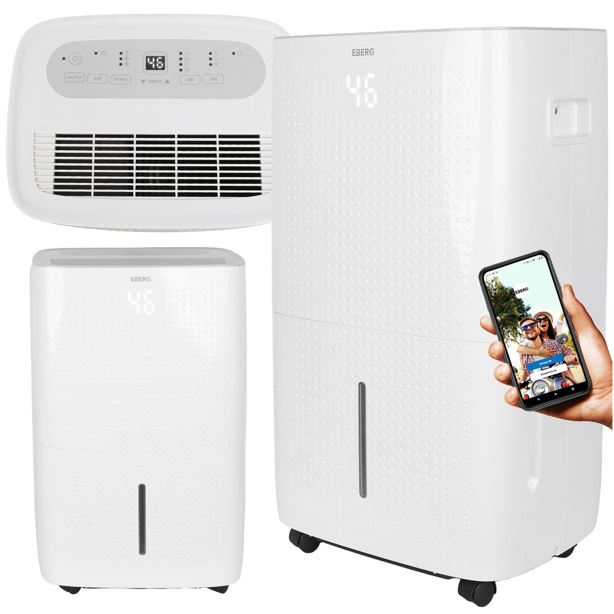 Osuszacz powietrza eberg pochłaniacz wilgoci 60L/24h +WiFi +timer+higrostat 800 w