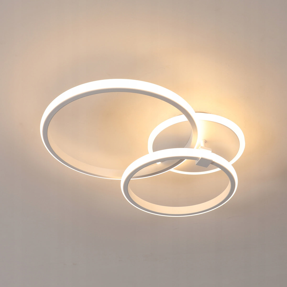 Lampa Sufitowa LED Plafon Żyrandol Okrągły 3000K 42W do Kuchni Sypialni wisząca, 3 punkty światła, biała aluminiowa