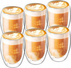 6x SZKLANKI TERMICZNE DO KAWY LATTE DRINKÓW 350ml ATESTOWANE z podwójną ścianką, do herbaty, przezroczyste szkło
