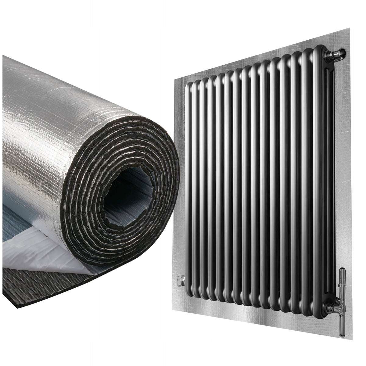 Samoprzylepny EKRAN ZAGRZEJNIKOWY 9mm pianka mata gumowa z aluminium 0,5m2 1000 mm 500 mm /Wzór