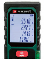 Dalmierz laserowy parkside 50 m poziomica miernik odległości do pomiarów w pomieszczeniach, dokładność 1,5 mm, pamięć