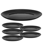 6x TALERZ OBIADOWY AURORA BLACK 26,5cm PŁYTKI SZKLANY PŁASKI DUŻY RYFLOWANY okrągłe naczynie do mikrofalówki i