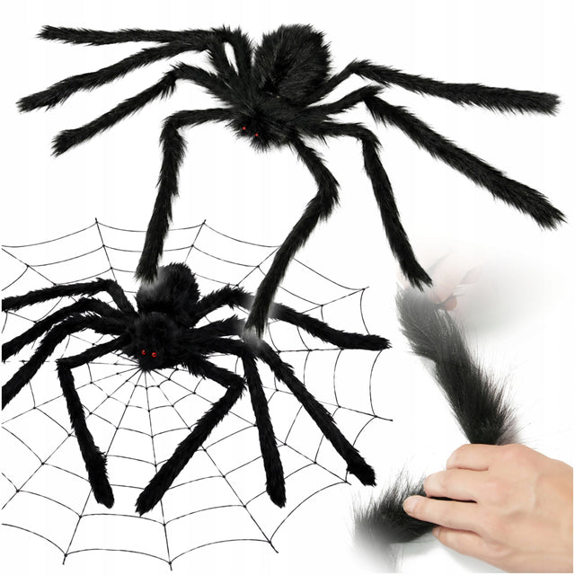 Duży sztuczny pająk owłosiony ptasznik ozdoba dekoracja na halloween 150 CM atrapa, rekwizyt imprezowy do upiornej aranżacji