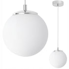 Lampa wisząca sufitowa żyrandol srebrny chrom biała kula do łazienki kuchni oprawa oświetleniowa metalowa E14 40W