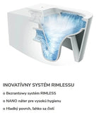 Miska wc wisząca Rimless Mexen Teo bezkołnierzowa podwieszana biała sedes łazienkowy z deską, odpływ poziomy, długość