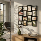Multiramka na 16 zdjęć 61X61 CM MDF czarna ramka na zdjęcia 10X15 CM kolaż fotografii, galeria ścienna, dekoracja do