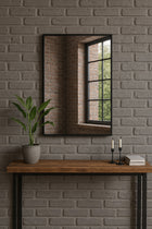 Lustro Prostokątne w Metalowej Czarnej Ramie Wiszące loft 50 x 70 cm zwierciadło dekoracyjne do salonu przedpokoju