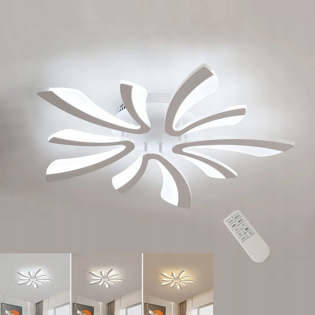 Lampa Sufitowa Plafon LED Żyrandol z Pilotem Loft Biały Nowoczesny 48W oprawa wisząca 5-punktowa aluminiowa 70 cm neutralna barwa światła