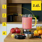 Blender kielichowy Yoer szklany 4w1 2,4l 1800W +stal inox +Młynek +2 Bidony