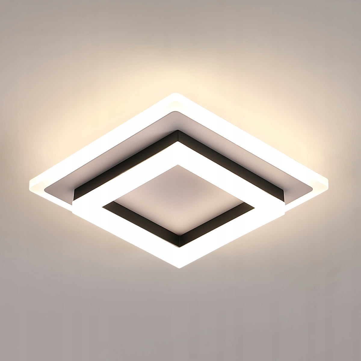 Lampa Sufitowa Plafon LED Kwadratowa Czarna Natynkowa Nowoczesna 4500K 24W oprawa oświetleniowa do pokoju kuchni