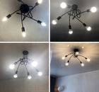 SUFITOWA LAMPA WISZĄCA PLAFON LOFT EDISON 5 x E27 żyrandol industrialny czarny metalowy do salonu jadalni, wysokość 35