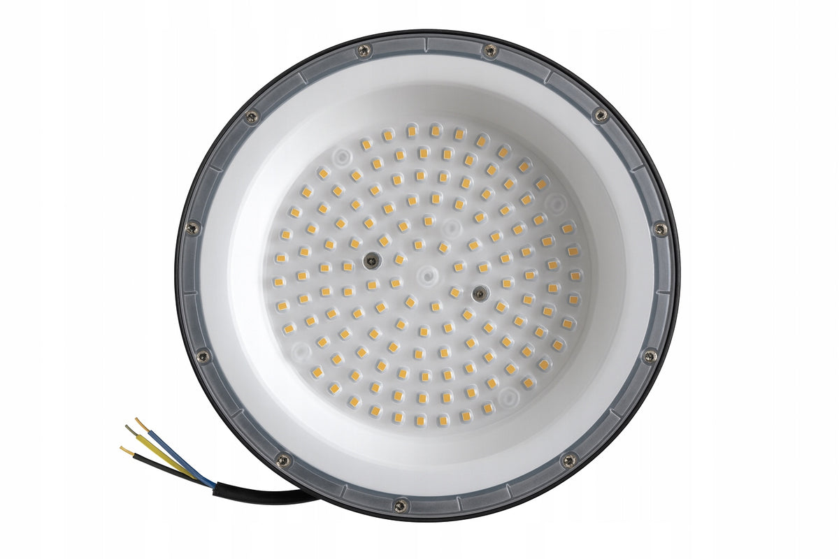 Lampa przemysłowa hermetyczna LED UFO 100W 10000lm IP65 magazyn hala sklep oprawa high bay, sufitowa, aluminiowa czarna