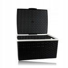 Koszyk z pokrywą Box Rattan czarny organizer pojemnik na drobiazgi, uniwersalny, 6 l, tworzywo sztuczne, 32,5 × 40,5 ×