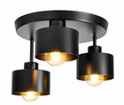 Lampa sufitowa wisząca żyrandol plafon okrągła 3X E27 LED czarna oprawa metalowa do salonu i jadalni, maks. 30 w na
