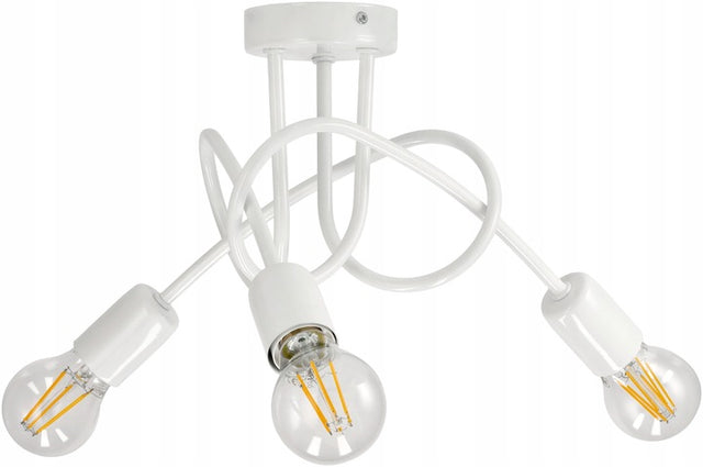 Lampa sufitowa żyrandol loft edison biała wisząca kręcona E27 metalowa 3-punktowa do salonu jadalni sypialni 45 cm