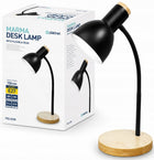 Designerska lampka biurkowa nocna styl skandynawski 40W E27 + drewno lampa stołowa czarna do sypialni salonu gabinetu