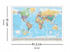 Polityczna Mapa Świata i Flagi - plakat 91,5x61 cm planisfera, pomoc edukacyjna do nauki geografii, dekoracja ścienna
