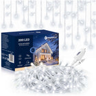 LAMPKI SOPLE KURTYNA ŚWIETLNA 200 LED BIAŁE ZIMNE 10,5m ŚWIĄTECZNE FLASH 10,5 cm