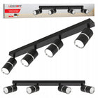 Lampa sufitowa LED szyna SPOT oprawa halogenowa 4x GU10 TUBA CZARNA srebrna aluminiowa listwa oświetleniowa, 4 punkty