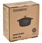 Garnek żeliwny 4,8 L do Pieczenia Kociołek brytfanna 26cm Indukcja Gaz z pokrywką, do piekarnika, na kuchnię ceramiczną