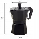 Kawiarka zaparzacz do zaparzania kawy 6 filiżanek 300ml aluminiowa GAZ makinetka moka na indukcję czarna