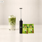 Spieniacz do mleka i matchy elektryczny USB +2 saszetki matcha latte ręczny czarny