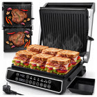Opiekacz grill elektryczny toster do kanapek rozkładany 2500W wyświetlacz nominalna srebrny/szary