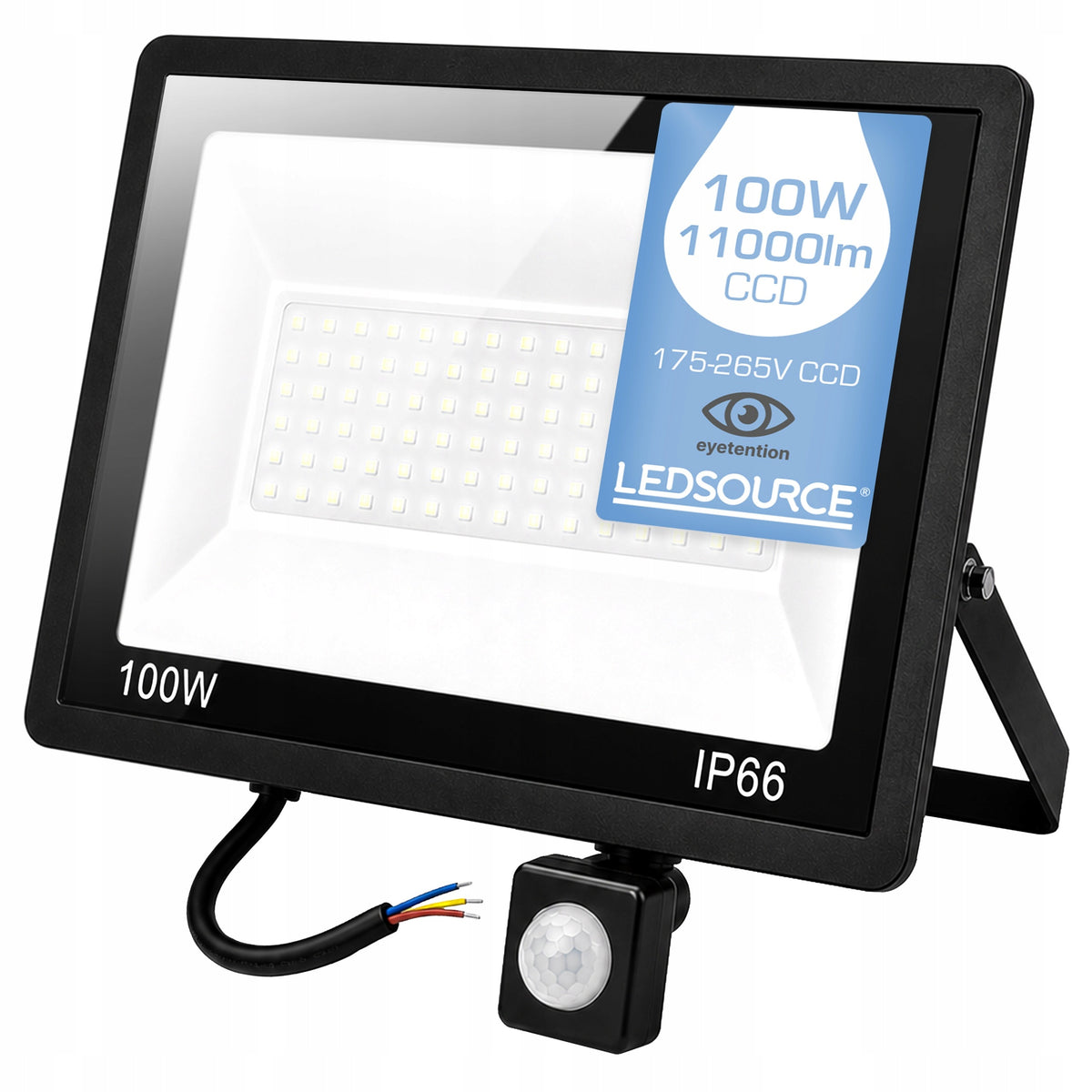 Halogen 100W LED Naświetlacz Zewnętrzny Lampa Czujnik Ruchu Zmierzchu Garaż reflektor IP66 11000 lm 4500 K neutralna