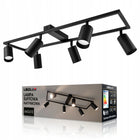 Lampa sufitowa natynkowa ruchoma 6xGU10 oprawa halogenowa LED spot czarna plafon metalowy regulowane reflektory do