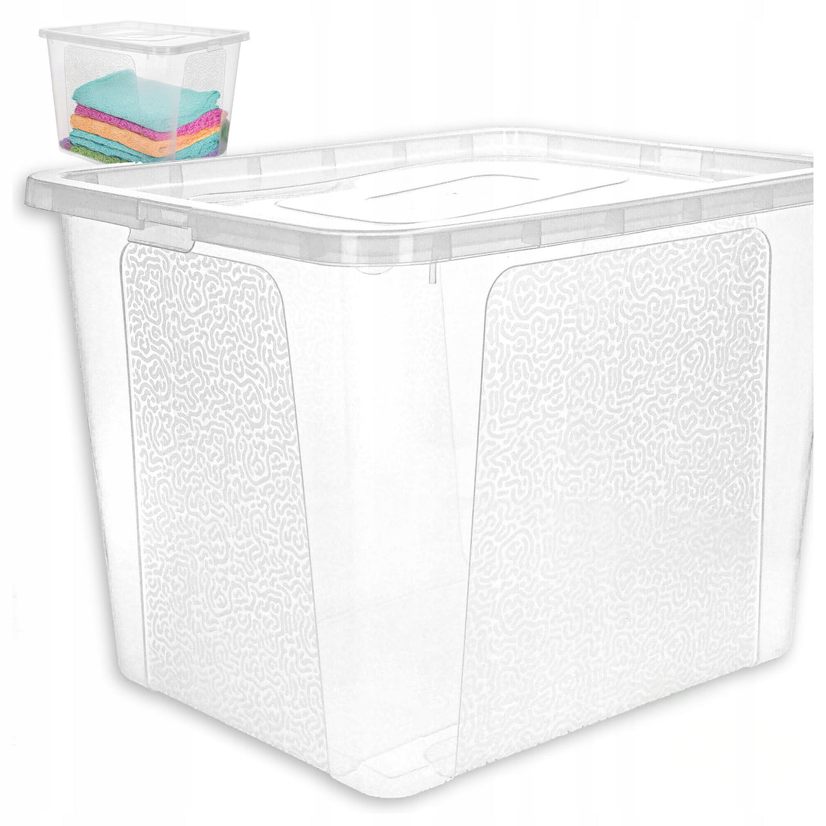 Pojemnik plastikowy z pokrywą duży zamykany organizer zabawki box 30l pudełko do przechowywania, bezbarwne, uniwersalne