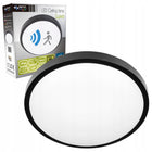 Lampa LED Plafon 2xE27 czujnik ruchu okrągły Natynkowy Sufitowy Oprawa do korytarza, garażu i piwnicy, czarna obudowa