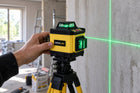 Poziomica laserowa krzyżowa 16 linii laser 4D 360 statyw walizka zestaw PRO niwelator budowlany, zielona wiązka, zasięg